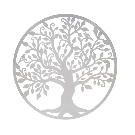 Decoratiuni metalice - Decor perete Copacul vietii 60 x 60 cm. alb