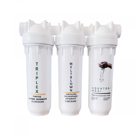 Filtre apa pentru bucatarie - Filtru apa sub chiuveta Aquator Maxi Triplex -  max 10.000 litri + cartus lavabil + cartus polipropilena expandata