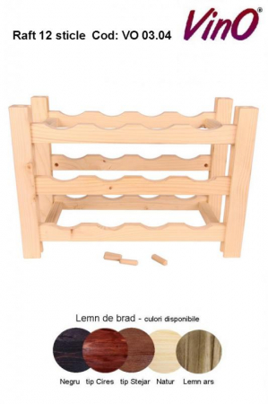 Accesorii pentru vin - Raft 12 sticle vin din lemn 3x4 marca VinO