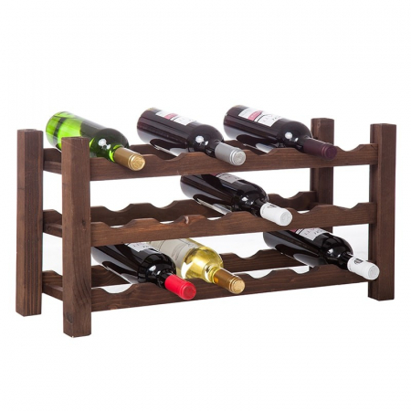 Accesorii pentru vin - Raft 18 sticle vin lemn maro 3x6 marca VinO