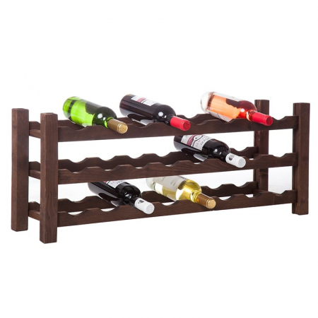 Accesorii pentru vin - Raft 24 sticle vin din lemn maro 3x8 marca VinO