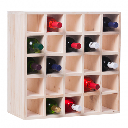 Rafturi pentru vinuri - Raft 25 sticle vin lemn natur tip retea marca Cubx