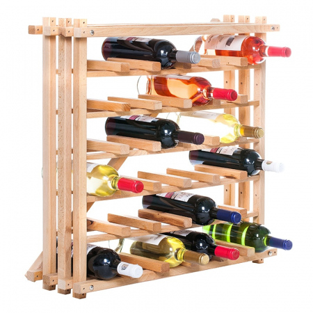Accesorii pentru vin - Raft cu diagonala 36 sticle de vin din lemn natur marca Cubx