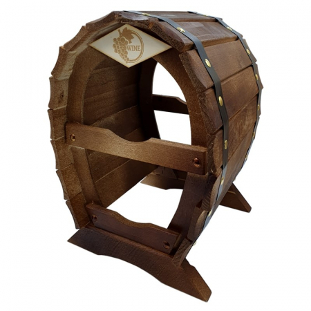 Raft decorativ 2 sticle de vin lemn maro marca Rustic [1]