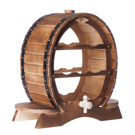 Raft decorativ 7 sticle de vin din lemn maro marca Rustic [1]