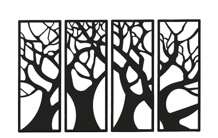 Decoratiuni metalice - Set decor perete Arbres III 123 x 76 cm. negru