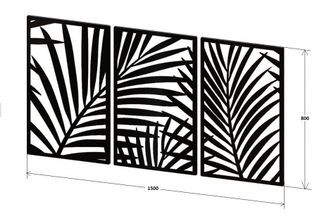 Set decor perete Feuilles 150 x 80 cm. negru [2]