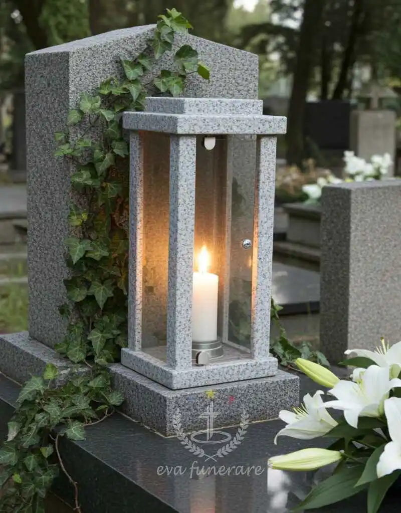 Felinare funerare - Felinar granit XL gri deschis