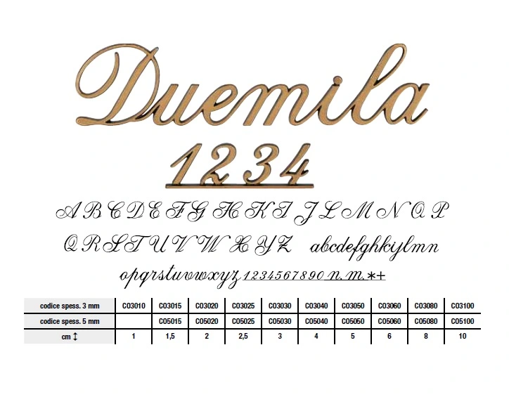Litere din bronz - Litere bronz Duemila