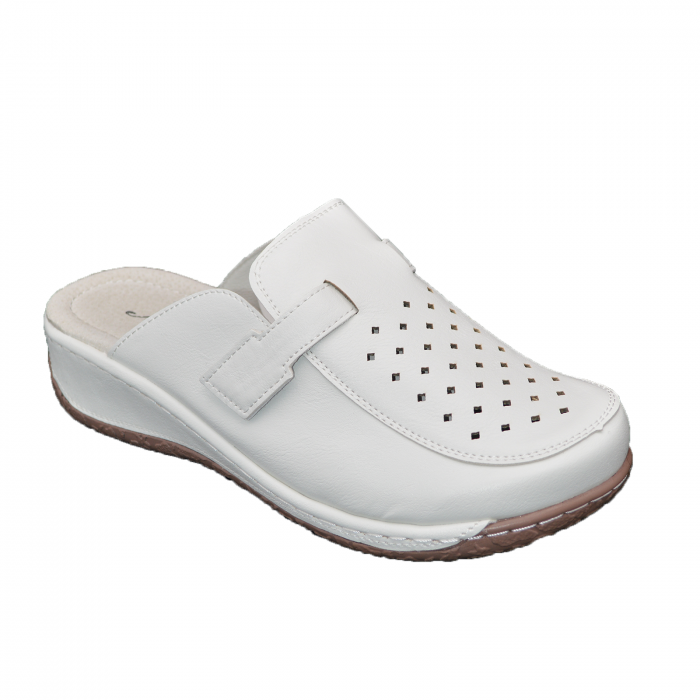 Saboți damă medicali, MMM, piele naturală, 239 Alb [2]