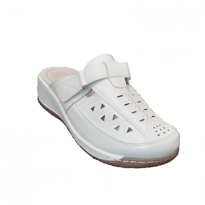 Saboți damă medicali, MMM, piele naturală, 242 Alb [1]