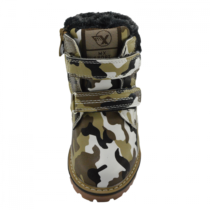 Bocanci copii imblaniti Army, piele ecologica, Multicolor [2]