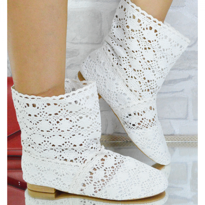 Cizme de vară perforate, Textil, Alb [4]