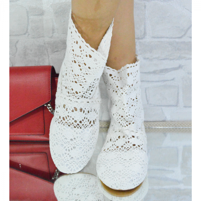 Cizme de vară perforate, Textil, Alb [2]