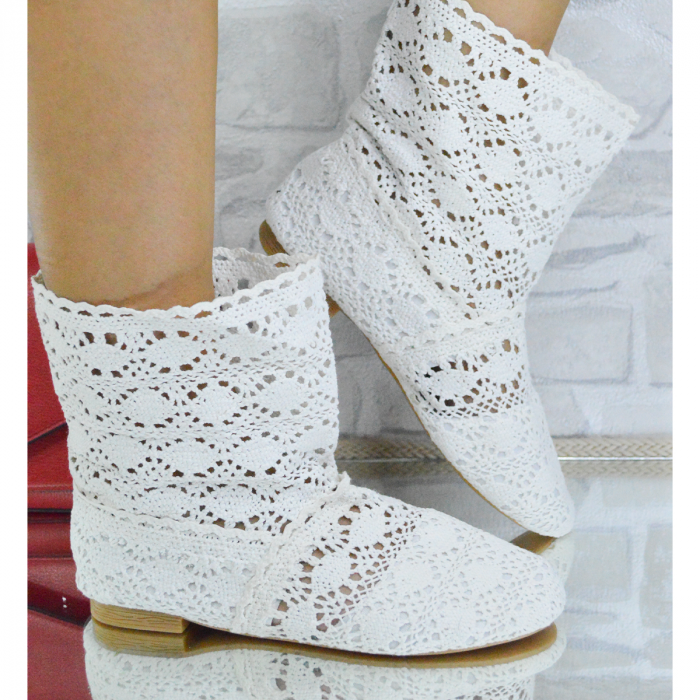 Cizme de vară perforate, Textil, Alb [3]