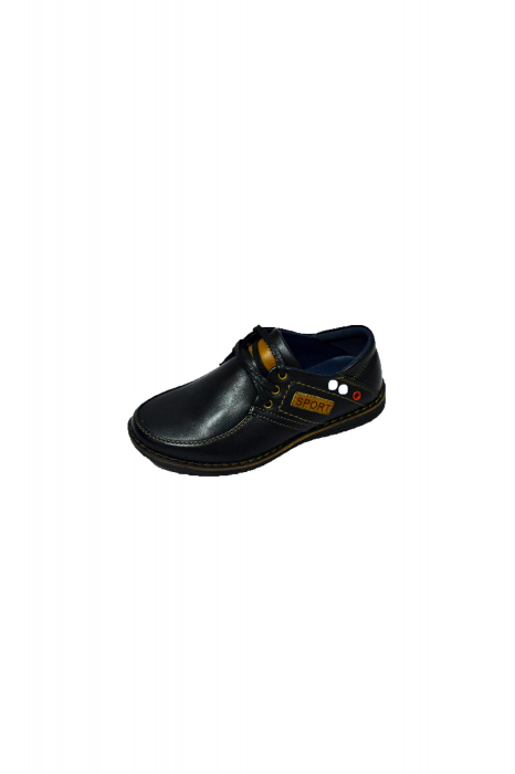 Pantofi copii cu siret, piele ecologica,negru [1]
