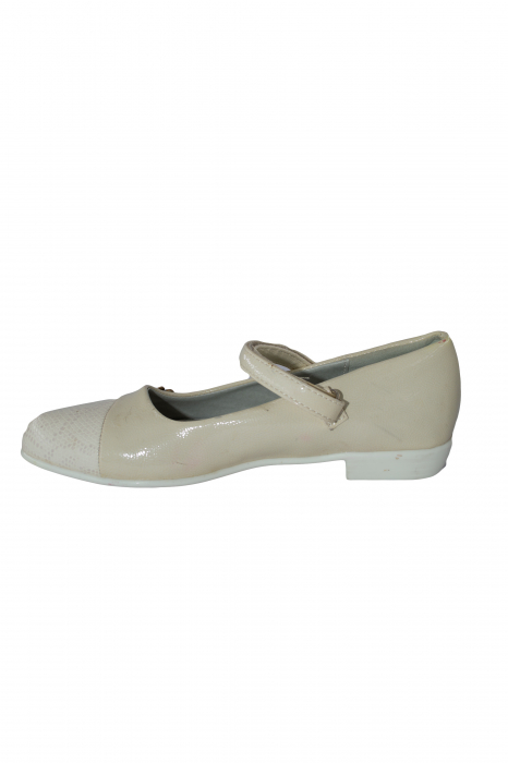 Pantofi fete cu bareta, Piele ecologica, Crem, 35 EU [2]