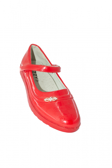 Pantofi fete cu bareta, Piele ecologica, Rosu, 36 EU [2]