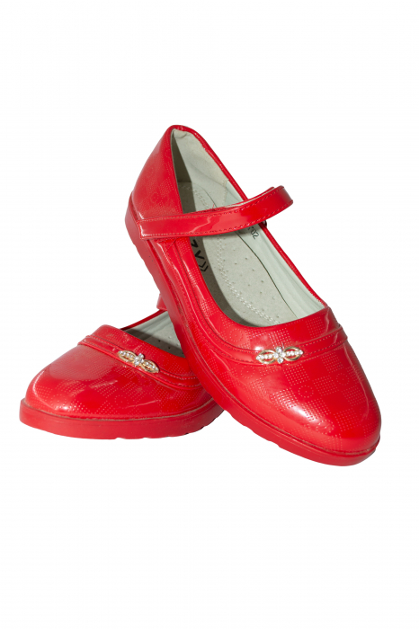 Pantofi fete cu bareta, Piele ecologica, Rosu, 36 EU [4]