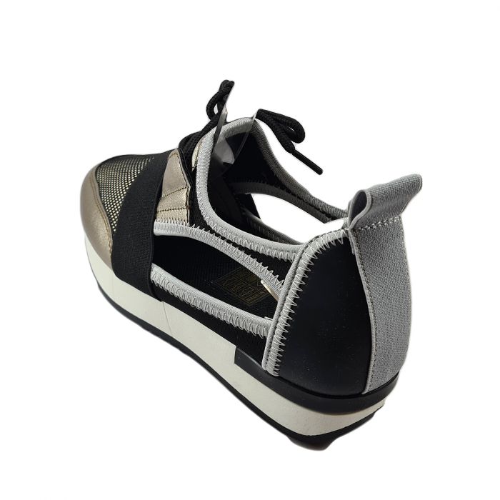 Pantofi sport damă, piele ecologică, Decupați, Negru & Auriu [4]