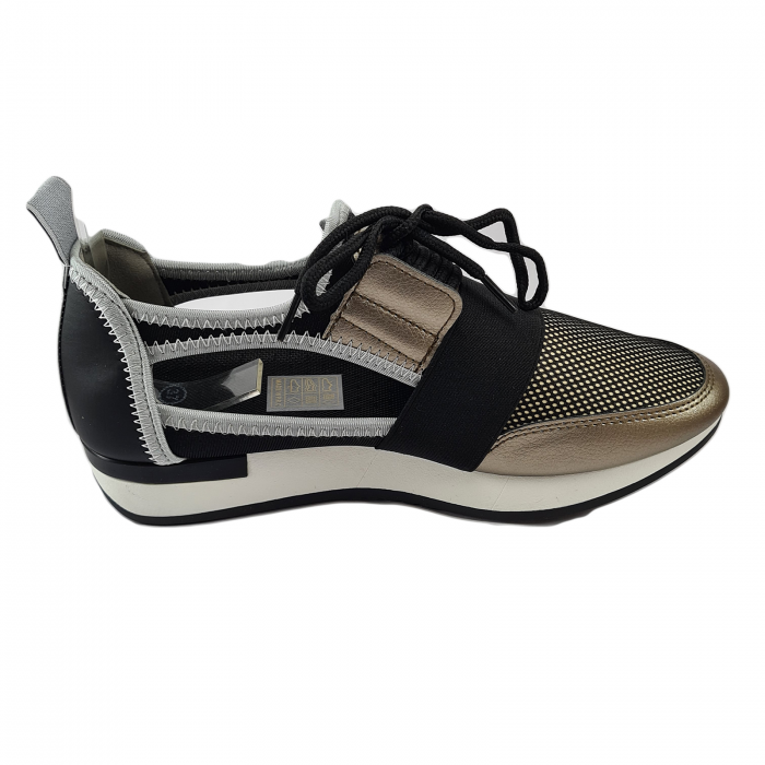 Pantofi sport damă, piele ecologică, Decupați, Negru & Auriu [3]