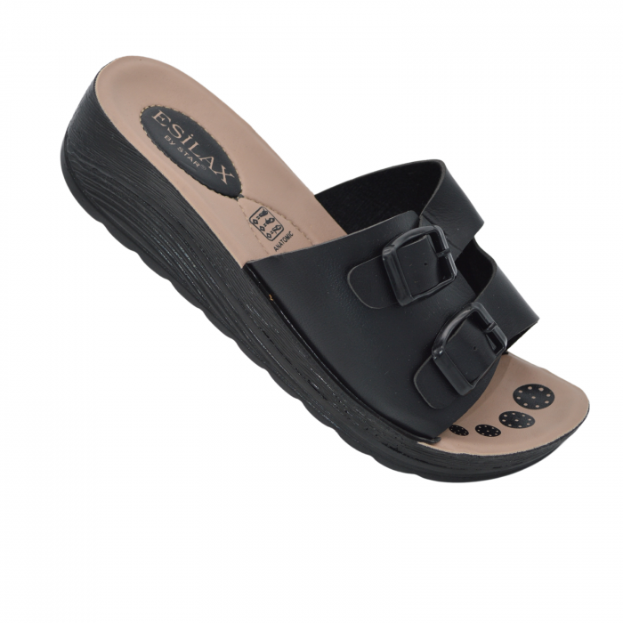 Papuci dama, Esilax, 2 catarame, Negru [4]