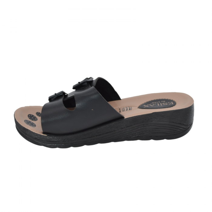 Papuci dama, Esilax, 2 catarame, Negru [2]