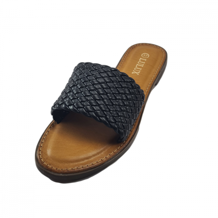 Papuci damă, LULUX, Piele ecologică, Negru [2]