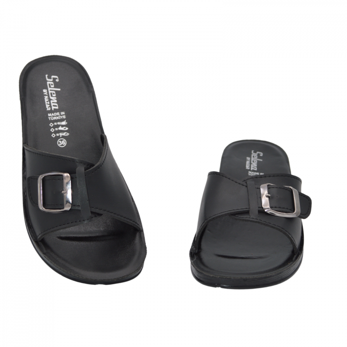 Papuci damă, Selena, Talpă joasă, Negru [3]