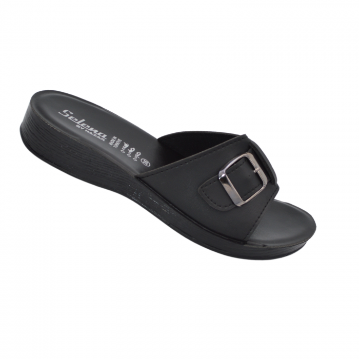 Papuci damă, Selena, Talpă joasă, Negru [4]