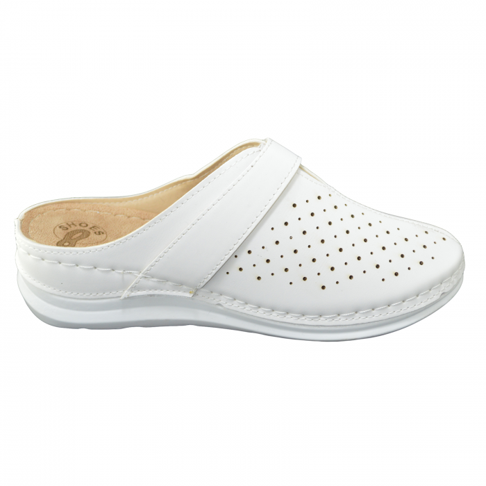 Saboți medicali damă, piele ecologică, MARYSHOES, Alb [3]