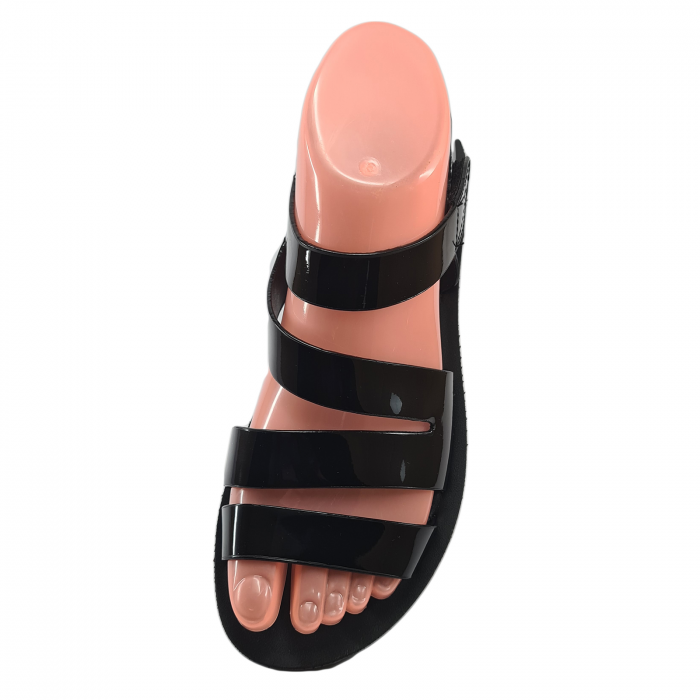 Sandale damă, piele ecologică lăcuită, Negru, COD c874 [4]
