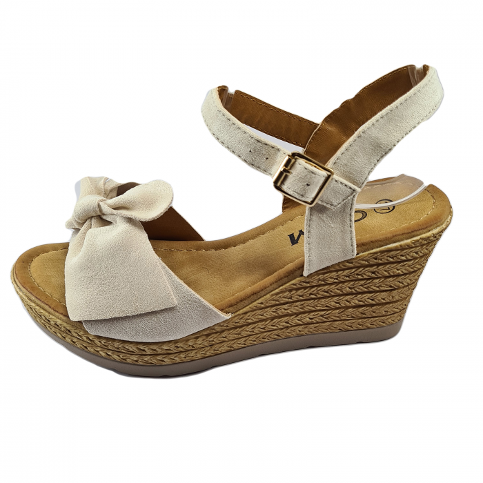 Sandale damă, Textil, Talpă înaltă, Bej Cod C916 [1]