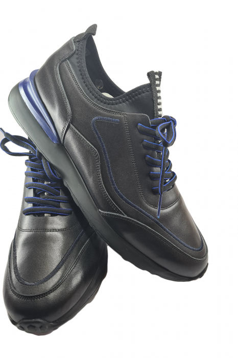 Pantofi sport bărbați, 100% piele naturală, Negru SCV [4]