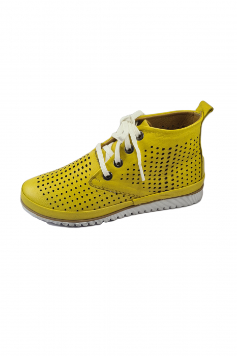 Ghete dama  100% piele naturala perforata, 05:15, Galben [1]