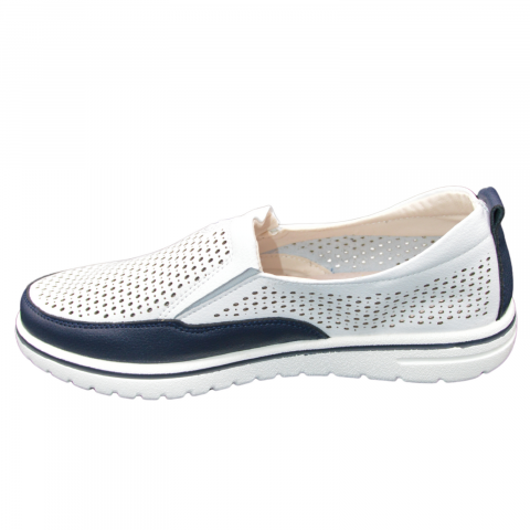 Pantofi dama MMM alb/albastru perforati 126010 [1]
