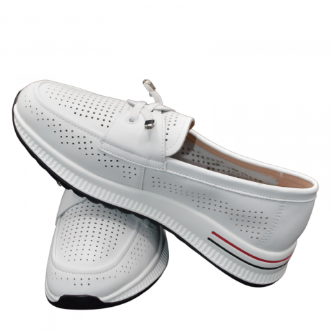 Pantofi dama MMM alb cu siret QL8912 [3]