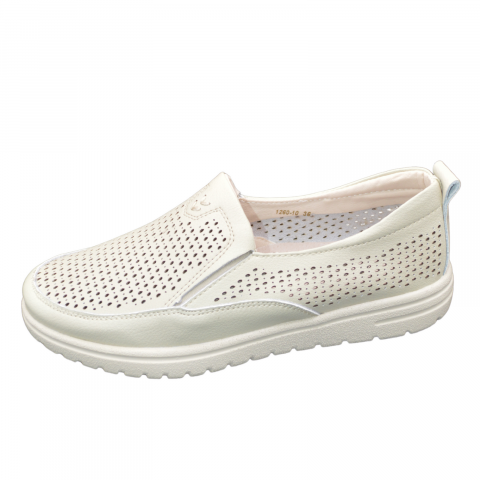 Pantofi eleganți damă - Pantofi dama MMM bej  perforati 126010