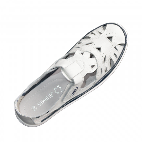 Pantofi dama perforati MMM 6839 alb/albastru cu bareta [1]