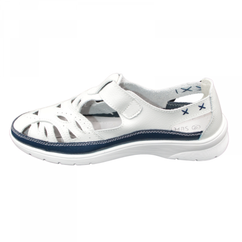 Pantofi dama perforati MMM 6839 alb/albastru cu bareta [2]