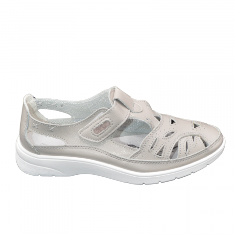 Pantofi eleganți damă - Pantofi dama perforati MMM 6839 gri cu bareta