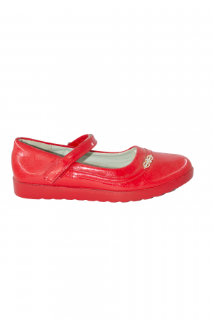 Pantofi eleganți copii - Pantofi fete cu bareta, Piele ecologica, Rosu, 36 EU
