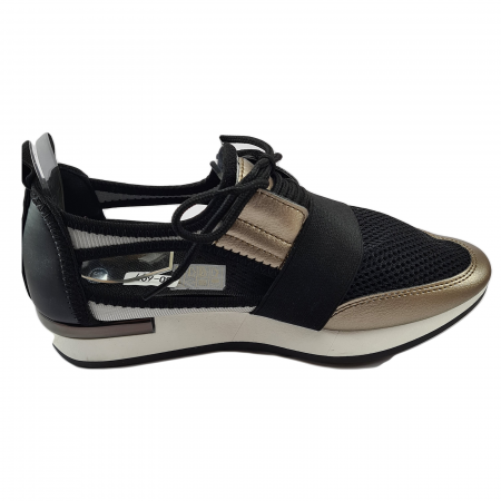 Pantofi sport damă, piele ecologică, Decupați, Negru [2]
