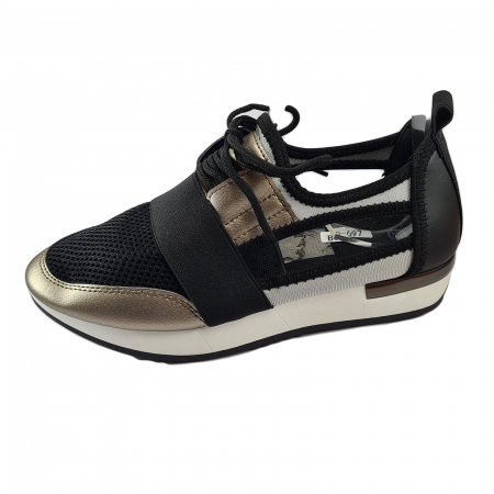 Încălțăminte sport damă - Pantofi sport damă, piele ecologică, Decupați, Negru