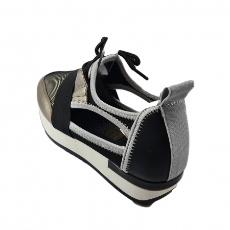 Pantofi sport damă, piele ecologică, Decupați, Negru & Auriu [3]