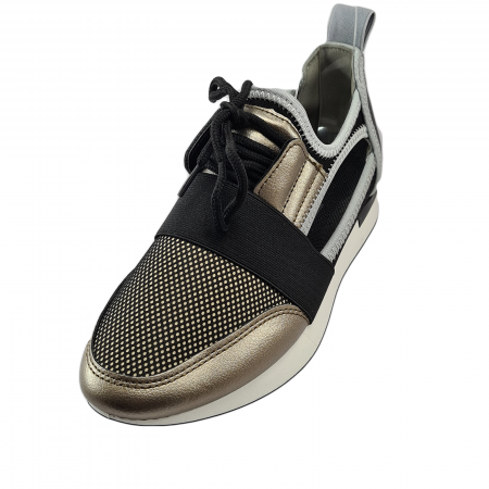 Pantofi sport damă, piele ecologică, Decupați, Negru & Auriu [1]