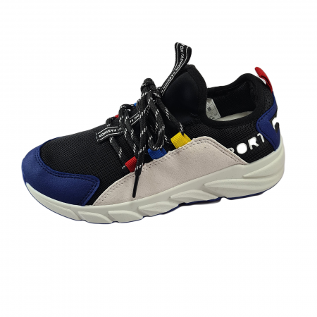 Încălțăminte sport damă - Pantofi sport Unisex, pânză și piele ecologică, Multicolor