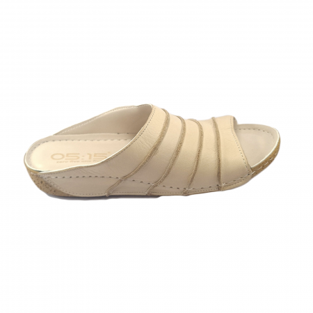 Papuci damă, 100% Piele naturală, 05:15, Crem [2]