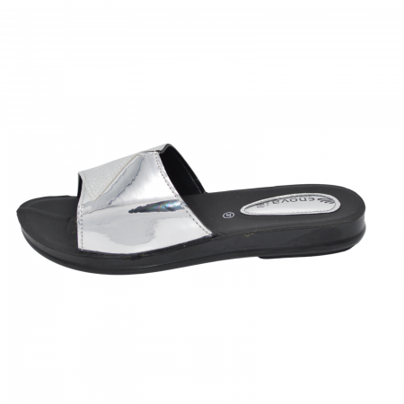 Șlapi ,papuci, saboți damă - Papuci dama Enova auriu, talpa joasa