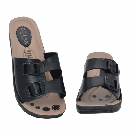Papuci dama, Esilax, 2 catarame, Negru [2]